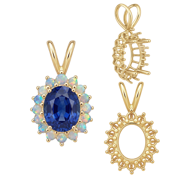 Oval Cluster Pendants (12-16 Side Stones | 6.00 x 4.00 mm - 10.00 x 8.00 mm)