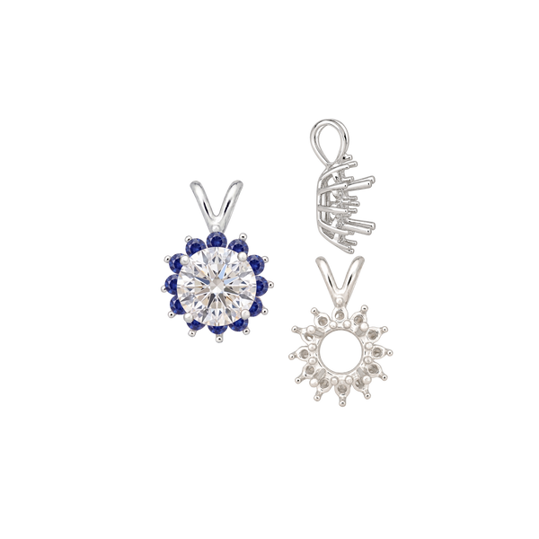 Round Cluster Pendants (8-12 Side Stones | 3.00 mm - 8.00 mm)