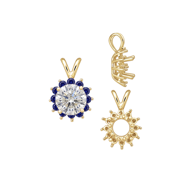 Round Cluster Pendants (8-12 Side Stones | 3.00 mm - 8.00 mm)