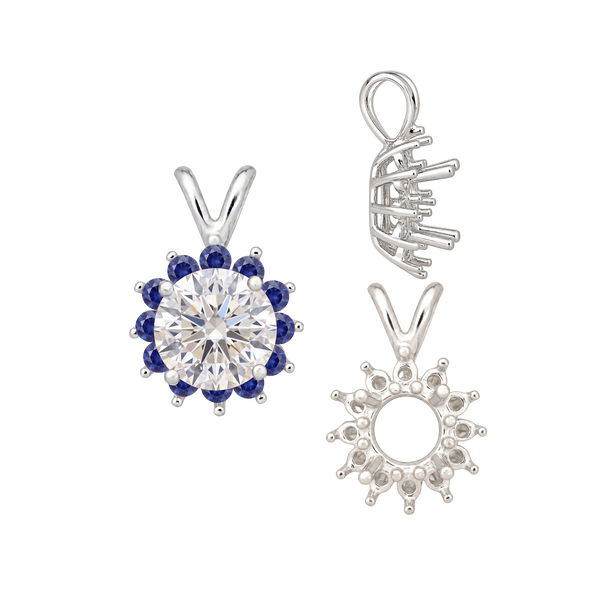 Round Cluster Pendants (8-12 Side Stones | 3.00 mm - 8.00 mm)