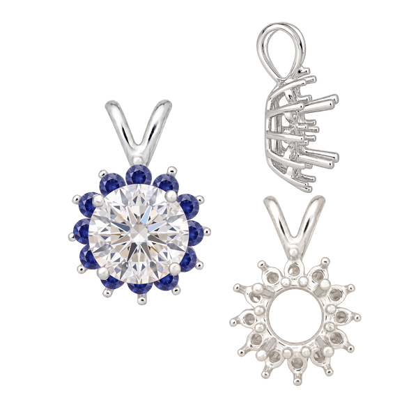 Round Cluster Pendants (8-12 Side Stones | 3.00 mm - 8.00 mm)