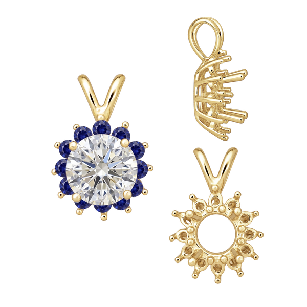 Round Cluster Pendants (8-12 Side Stones | 3.00 mm - 8.00 mm)