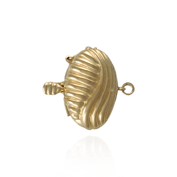 Oval Pearl Clasps with Swirl Design and Safety Lock (21 mm)