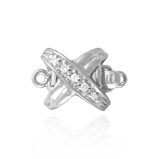 Pearl Clasps for Single Strand with Diamond Accents (11x10 mm)