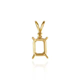 Emerald Shape Four Prong Double Wire Pendants With 1 Accent in 14K Gold (6.00 x 4.00 mm - 14.00 x 10.00 mm)