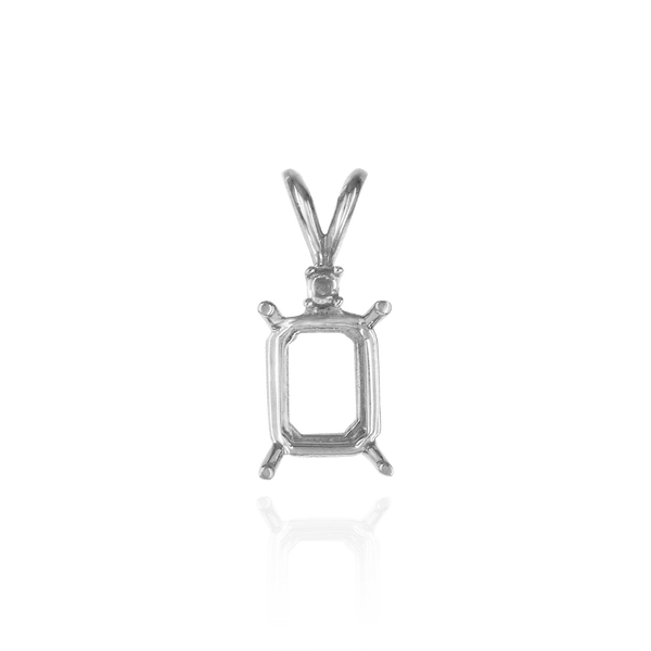 Emerald Shape Four Prong Double Wire Pendants With 1 Accent in 14K Gold (6.00 x 4.00 mm - 14.00 x 10.00 mm)