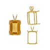 Emerald Shape Four Prong Double Wire Pendants in 14K Gold (4.00 x 3.00 mm - 30.00 x 20.00 mm)