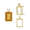 Emerald Shape Four Prong Double Wire Pendants in 14K Gold (4.00 x 3.00 mm - 30.00 x 20.00 mm)