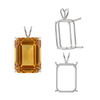 Emerald Shape Four Prong Double Wire Pendants in 14K Gold (4.00 x 3.00 mm - 30.00 x 20.00 mm)