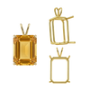 Emerald Shape Four Prong Double Wire Pendants in 14K Gold (4.00 x 3.00 mm - 30.00 x 20.00 mm)