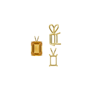 Emerald Shape Four Prong Double Wire Pendants in 14K Gold (4.00 x 3.00 mm - 30.00 x 20.00 mm)