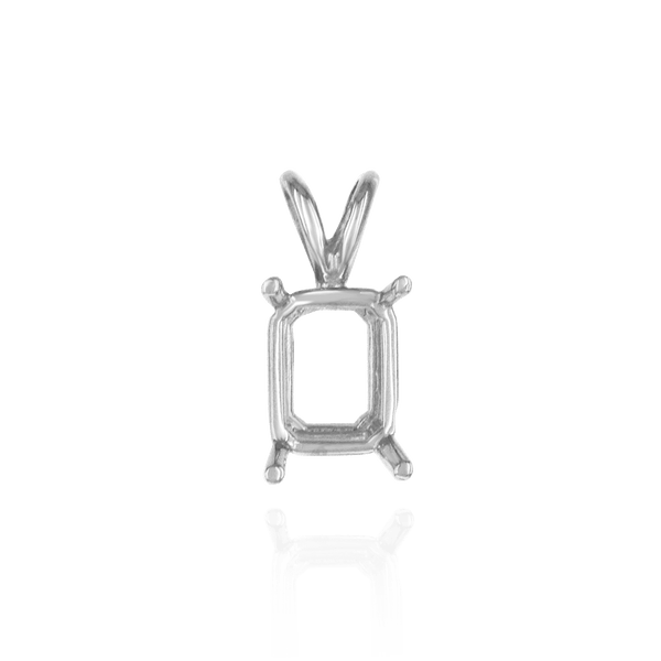 Emerald Shape Four Prong Double Wire Pendants in 14K Gold (4.00 x 3.00 mm - 30.00 x 20.00 mm)