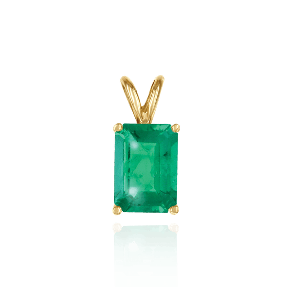 Emerald Shape Four Prong Double Wire Pendants in 14K Gold (4.00 x 3.00 mm - 30.00 x 20.00 mm)