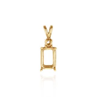 Emerald Shape Four Prong Double Wire Heavy Pendants With 1 Accent in 14K Gold (3.50 x 2.60 mm - 14.00 x 11.50 mm)