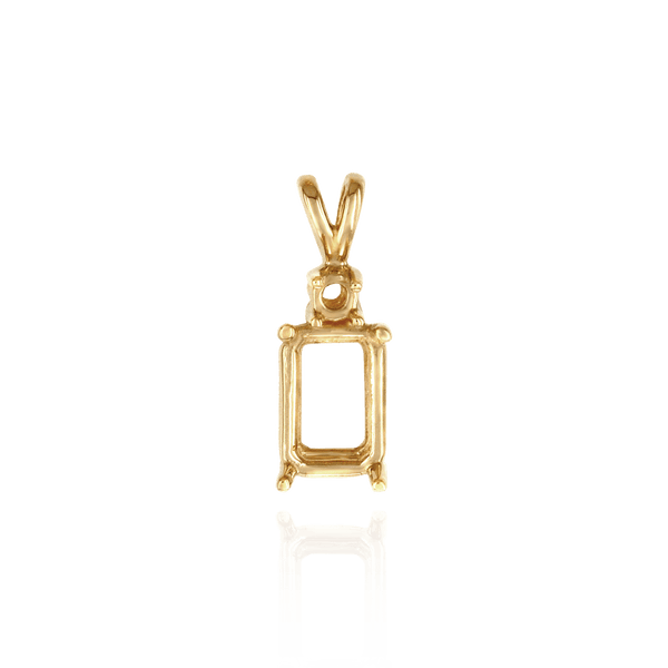 Emerald Shape Four Prong Double Wire Heavy Pendants With 1 Accent in 14K Gold (3.50 x 2.60 mm - 14.00 x 11.50 mm)