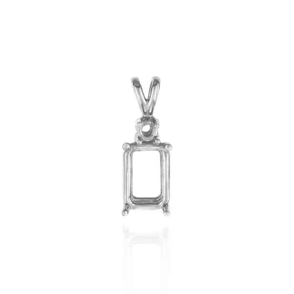 Emerald Shape Four Prong Double Wire Heavy Pendants With 1 Accent in 14K Gold (3.50 x 2.60 mm - 14.00 x 11.50 mm)