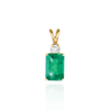 Emerald Shape Four Prong Double Wire Heavy Pendants With 1 Accent in 14K Gold (3.50 x 2.60 mm - 14.00 x 11.50 mm)