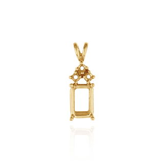 Emerald Shape Four Prong Double Wire Heavy Pendants With 3 Accents in 14K Gold (3.50 x 2.60 mm - 14.00 x 11.25 mm)