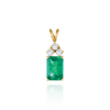Emerald Shape Four Prong Double Wire Heavy Pendants With 3 Accents in 14K Gold (3.50 x 2.60 mm - 14.00 x 11.25 mm)