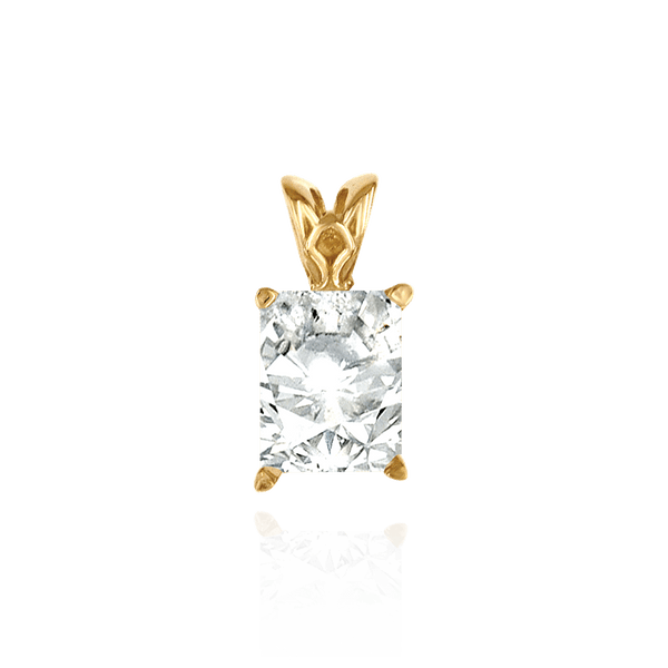 Emerald Shape Four Prong Filigree Pendants in 14K Gold (5.00 x 3.00 mm - 25.00 x 18.00 mm)