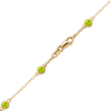 Finished Diamond by the Yard Cable Chain Anklet in 14K Yellow Gold with Peridot Stones