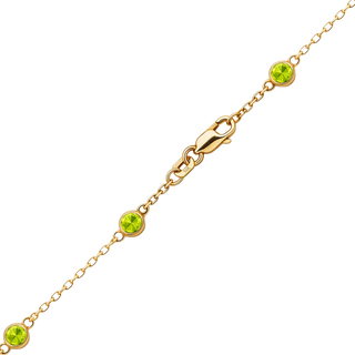 Finished Diamond by the Yard Cable Chain Anklet in 14K Yellow Gold with Peridot Stones