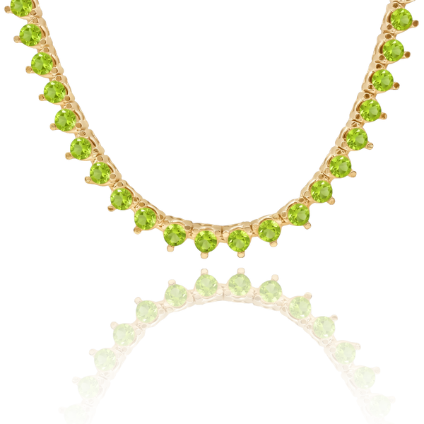 Tennis Necklace with Peridot Stones (August Birthstones) in 14K Gold (1.75 mm - 4.0 mm)