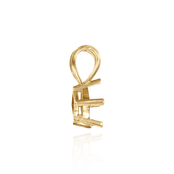 Square Four Prong Double Flat Wire Pendants in 14K Gold (3.00 mm - 5.00 mm)