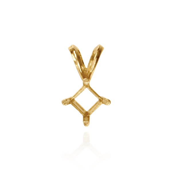 Square Four Prong Double Flat Wire Pendants in 14K Gold (3.00 mm - 5.00 mm)