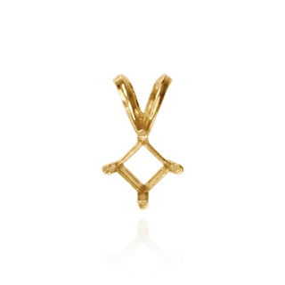 Square Four Prong Double Flat Wire Pendants in 14K Gold (3.00 mm - 5.00 mm)