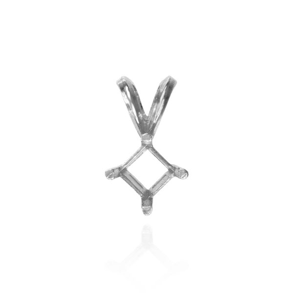 Square Four Prong Double Flat Wire Pendants in 14K Gold (3.00 mm - 5.00 mm)