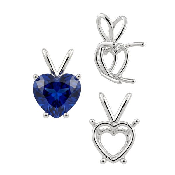 Heart Shape Four Prong Double Wire Pendants in 14K Gold (3.00 x 3.00 mm - 10.00 x 8.00 mm)
