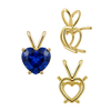Heart Shape Four Prong Double Wire Pendants in 14K Gold (3.00 x 3.00 mm - 10.00 x 8.00 mm)
