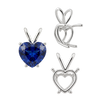Heart Shape Four Prong Double Wire Pendants in Sterling Silver (3.00 x 3.00 mm - 10.00 x 8.00 mm)