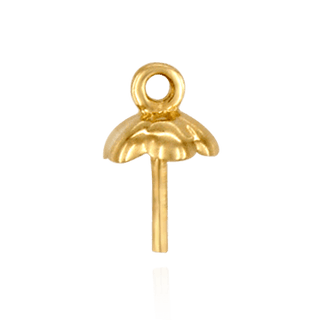 Pearl Cap Dangle Drops with Flower Design (5.00 mm Cup)