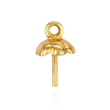 Pearl Cap Dangle Drops with Flower Design (5.00 mm Cup)