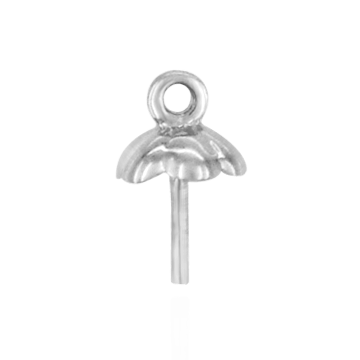 Pearl Cap Dangle Drops with Flower Design (5.00 mm Cup)