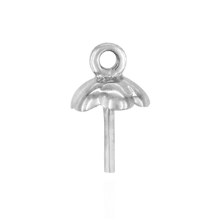 Pearl Cap Dangle Drops with Flower Design (5.00 mm Cup)