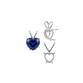 Heart Shape Four Prong Double Wire Pendants in 14K Gold (3.00 x 3.00 mm - 10.00 x 8.00 mm)