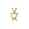 Heart Shape Four Prong Double Wire Pendants in 14K Gold (3.00 x 3.00 mm - 10.00 x 8.00 mm)