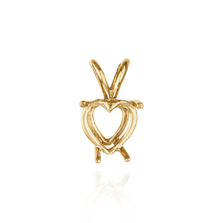 Heart Shape Four Prong Double Wire Pendants in 14K Gold (3.00 x 3.00 mm - 10.00 x 8.00 mm)