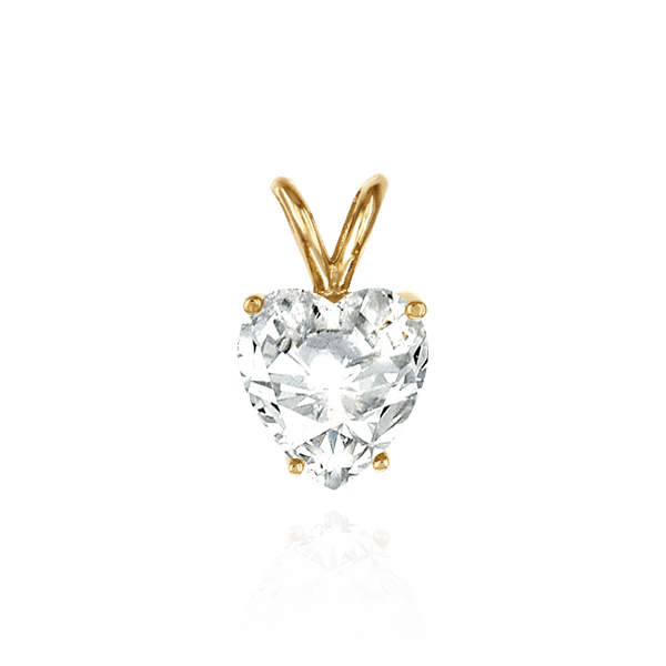 Heart Shape Four Prong Double Wire Pendants in 14K Gold (3.00 x 3.00 mm - 10.00 x 8.00 mm)