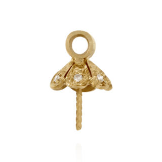 Pearl Cap Dangle Drops with Diamonds (7.00 mm Cup)