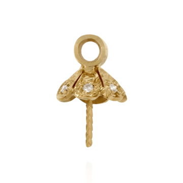 Pearl Cap Dangle Drops with Diamonds (7.00 mm Cup)