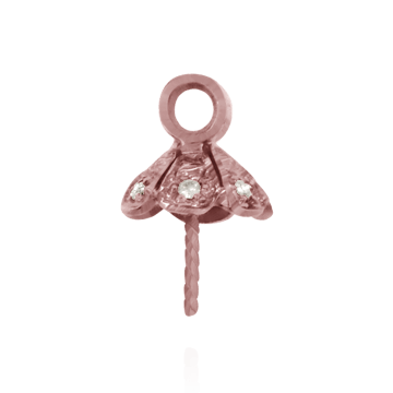 Pearl Cap Dangle Drops with Diamonds (7.00 mm Cup)