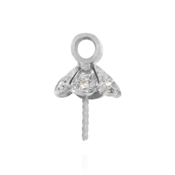 Pearl Cap Dangle Drops with Diamonds (7.00 mm Cup)