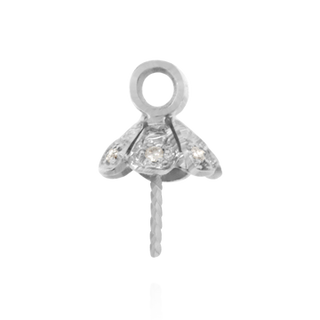 Pearl Cap Dangle Drops with Diamonds (7.00 mm Cup)