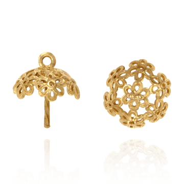 Pearl Cap Dangle Drops with Filigree and Peg (6.00 mm - 8.50 mm Cup)