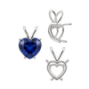 Heart Shape Four Prong Double Wire Pendants in 14K Gold (3.00 x 3.00 mm - 10.00 x 8.00 mm)