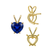 Heart Shape Four Prong Double Wire Pendants in 14K Gold (3.00 x 3.00 mm - 10.00 x 8.00 mm)